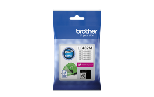 Brother LC432M, LC-432M Genuine Magenta Ink Cartridge - 550 pages