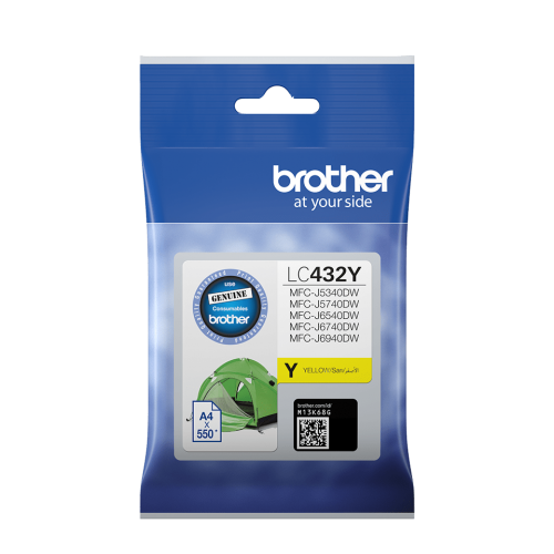 Brother LC432Y, LC-432Y Genuine Yellow Ink Cartridge - 550 pages