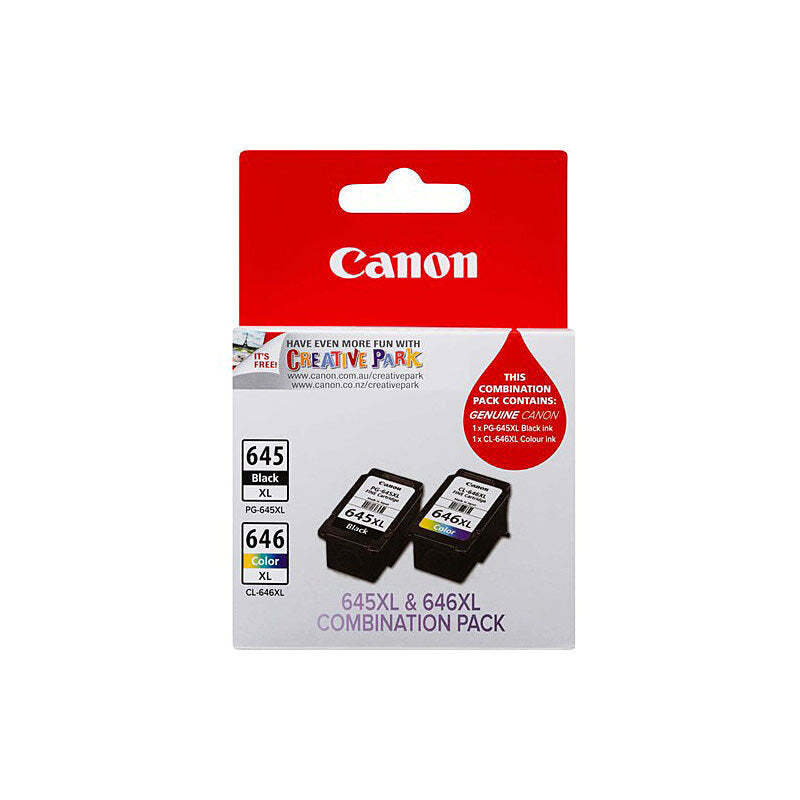 Genuine Canon PG645XL Black & CL646XL Color Combo Cartridge