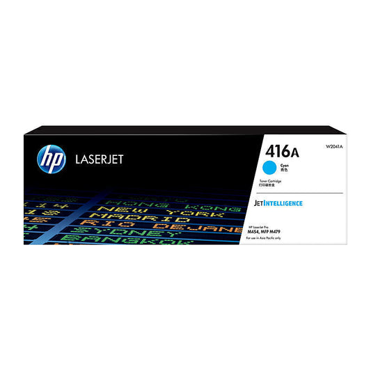 Genuine HP 416A W2041A Cyan Toner Cartridge - 2,100 pages